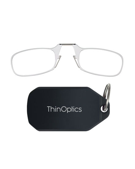 Picture of ThinOptics Keychain Case and Readers Rectangular Reading Glasses, Black, 44 mm + 2