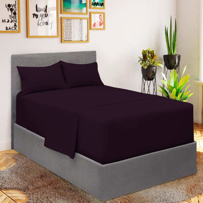 Picture of Mellanni Extra Deep Pocket Full Sheet Set - Iconic Collection Bedding Sheets & Pillowcases - Hotel Luxury, Ultra Soft, Cooling Bed Sheets - Extra Deep Pocket up to 21" Mattress - 4 PC (Full, Purple)