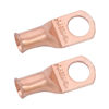 Picture of SELTERM 2pcs 4 AWG 3/8" Stud (Wide Pad) Copper Wire Lugs,Battery Lugs, Ring Terminals,Battery Cable Ends, 4 Guage Ring Terminal Connectors,UL Heavy Duty Bare Copper Eyelets Battery Terminal Connectors