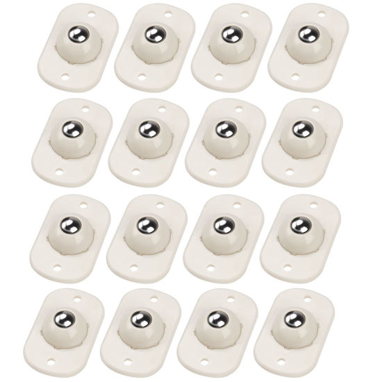 Picture of Mini Self Adhesive Caster Wheels, 360° Rotation Universal Wheel, Sticky Pulley for Trash Can, Storage Box, Small Furniture (White - 16 Pcs)