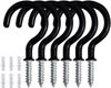 Picture of Etoolia Ceiling Hooks for Hanging Plants, Cups, Utensils and Lights, 12 Pcs 2.9 inches Black Vinyl Coated Screw in Plant and Cup Hooks for Wooden and Drywall with Anchors