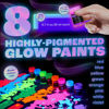 Picture of neon nights Glow in the Dark Paint - Pack of 8 Multi-Surface UV Paint Set - 2-in-1 Acrylic Paints, UV & Blacklight Activated, Self Luminous, 20mL - Perfect for Halloween and Holiday Décor