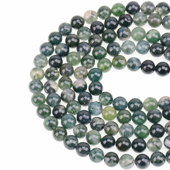 Picture of LPBeads 100PCS 8mm Natural Moss Agate Beads Gemstone Round Loose Beads for Jewelry Making with Crystal Stretch Cord