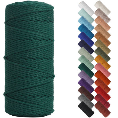 Picture of NOANTA Dark Green Macrame Cord 3mm x 109yards, Colored Macrame Rope, Cotton Rope Macrame Yarn, Colorful Cotton Craft Cord for Wall Hanging, Plant Hangers, Crafts, Knitting