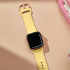 Picture of Sport Band Compatible with Apple Watch Bands 49mm 45mm 44mm 42mm, Soft Silicone Wristbands Replacement Strap with Classic Clasp for iWatch Series SE 8 7 6 5 4 3 2 1 Ultra for Women Men, Mango Yellow