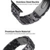 Picture of HOPO Compatible With Apple Watch Band 38mm 40mm 42mm 44mm Thin Light Resin Strap Bracelet With Stainless Steel Buckle Replacement For iWatch Series 8 7 6 5 4 3 2 1 SE (Black Flower/Black,42/44/45/49mm)