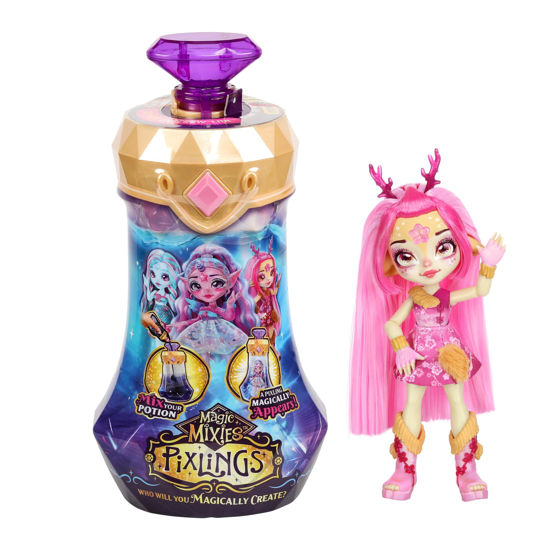 Picture of Magic Mixies Pixlings. Deerlee The Deer Pixling. Create and Mix A Magic Potion That Magically Reveals A Beautiful 6.5" Pixling Doll Inside A Potion Bottle!