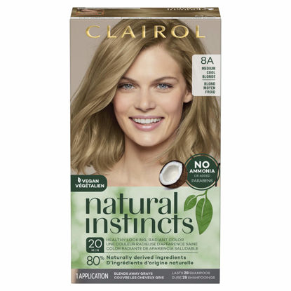 Picture of Clairol Natural Instincts Demi-Permanent Hair Dye, 8A Medium Cool Blonde Hair Color, Pack of 1