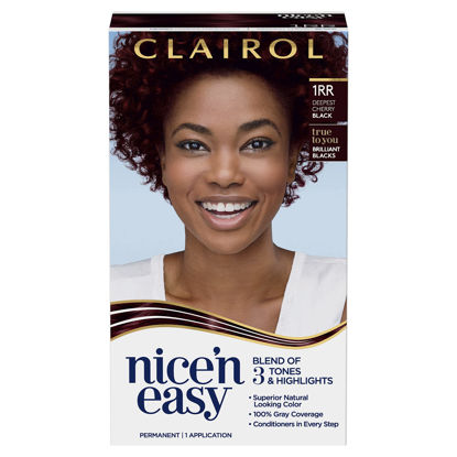 Picture of Clairol Nice'n Easy Permanent Hair Dye, 1RR Deepest Cherry Black Hair Color, Pack of 1