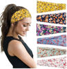 Picture of Huachi Women's Headbands Boho Headbands for Women Workout Yoga Exercise Hairbands Non Slip Headband Fashion Sumemr Hair Bands, Floral Print, 6 Pack