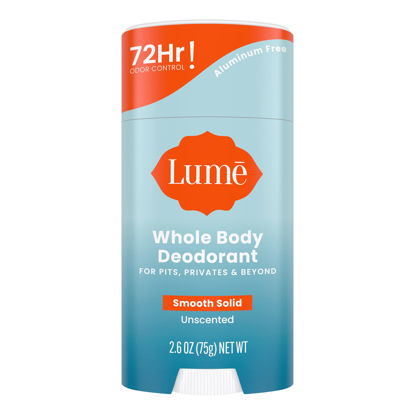 Picture of Lume Whole Body Deodorant - Smooth Solid Stick - 72 Hour Odor Control - Aluminum Free, Baking Soda Free and Skin Safe - 2.6 Ounce (Unscented)