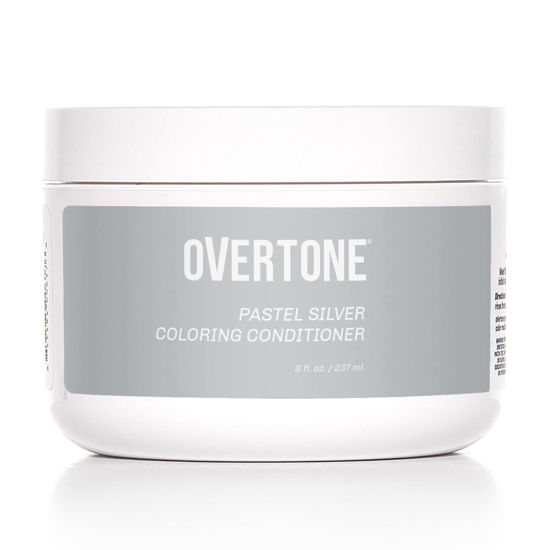 Picture of oVertone Haircare Color Depositing Conditioner - 8 oz Semi Permanent Hair Color Conditioner with Shea Butter & Coconut Oil - Pastel Silver Temporary Cruelty-Free Hair Color (Pastel Silver)