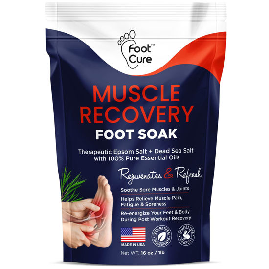 Picture of Muscle Relief Foot Soak with Epsom Salts - All Natural Salts for Post Workout Recovery - Softens Calluses - Soothes Sore & Tired Feet, Foot Odor Scent, Spa Pedicure Made in USA - 16oz (Pack of 1)