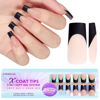 Picture of Black French Tip Gel Nails, BTArtboxnails Long Square Soft Gel Nail Tips Nude, Unltra Fit Black French Tip Press On Nails, 3 in 1 X-coat Tips with Pre-applied Tip Primer & Base Coat Cover, Soak Off French Tips for Nail Extensions