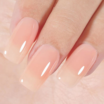 Picture of AILLSA Orange Jelly Gel Nail Polish Neutral Nude Milky Gel Polish Peachy Translucent Nail Polish Sheer Natural Color Summer Nail Gel Long Lasting Soak Off U V Gel Top Coat for Nail Art French Manicure at Home 0.51 Fl Oz /GB89