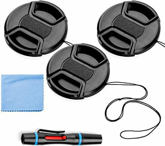 Picture of 67mm Lens Cap Bundle, 3 Pack Universal Snap on Front Centre Pinch Lens Cover Set with Microfiber Lens Cleaning Cloth for Canon Nikon Sony Olympus DSLR Camera + Camera Lens Cleaning Pen