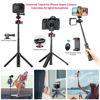 Picture of Camera Phone Tripod Flexible for Gopro - Mini Desktop Table Tripod Extendable Handle Selfie Stick Phone Hot Shoe Mount Remote Shutter Vlog Kits for Sony iPhone Gopro Hero Black