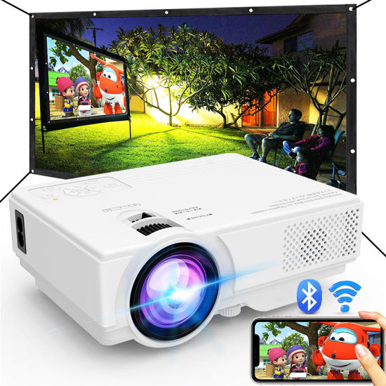 Picture of Projector with WiFi and Bluetooth, 2023 Upgrade 9500L Outdoor Projector, Mini Movie Projector Supports 1080P Synchronize Smartphone Screen by WiFi/USB Cable for Home Entertainment