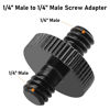 Picture of 1/4" Male to 1/4" Male Threaded Tripod Screw Adapter Double Head Stud Standard Mounting Thread Converter for Camera Cage Mount Light Stand Monopo Shoulder Rig Tripod Black-6 Packs