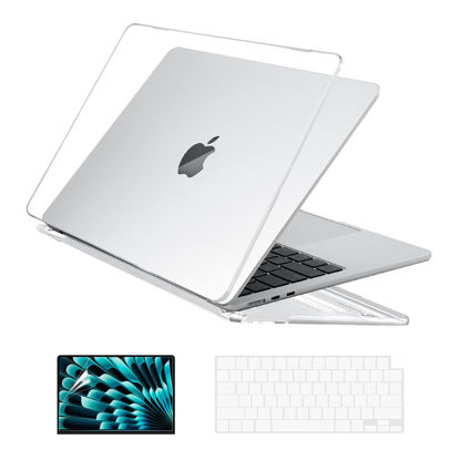 Picture of EooCoo Compatible with New MacBook Air 15 inch Case 2023 Release A2941 M2 Chip Liquid Retina Display & Touch ID, Plastic Hard Shell Case + Keyboard Skin Cover + Screen Protector, Crystal Clear