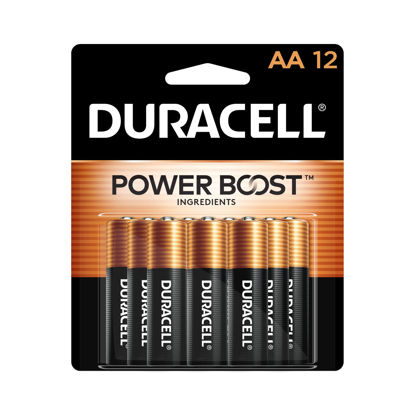 Picture of Duracell Coppertop AA Batteries with Power Boost Ingredients, 12 Count Pack Double A Battery with Long-lasting Power, Alkaline AA Battery for Household and Office Devices