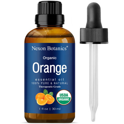 Picture of Organic Orange Essential Oil 30ml - Undiluted Natural Sweet Orange Essential Oils for Diffuser, Aromatherapy and Skin Care - Pure Cold Pressed Orange Oil Essential Citrus - Nexon Botanics