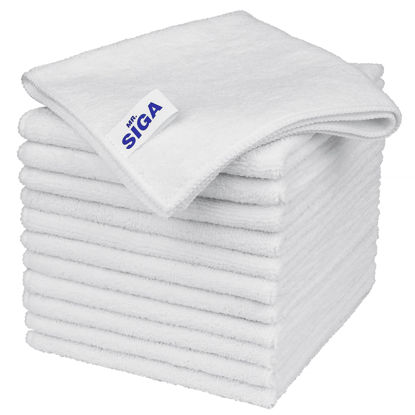 Picture of MR.SIGA Microfiber Cleaning Cloth, All-Purpose Microfiber Towels, Streak Free Cleaning Rags, Pack of 12, White, Size 32 x 32 cm(12.6 x 12.6 inch)