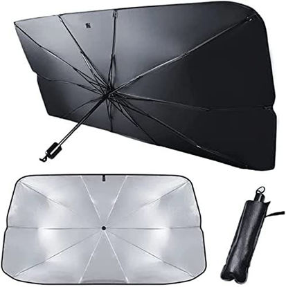 Picture of helloleiboo Car Windshield Sun Shade UV Rays and Heat Sun Visor Protector Foldable Reflector Windshields Umbrella