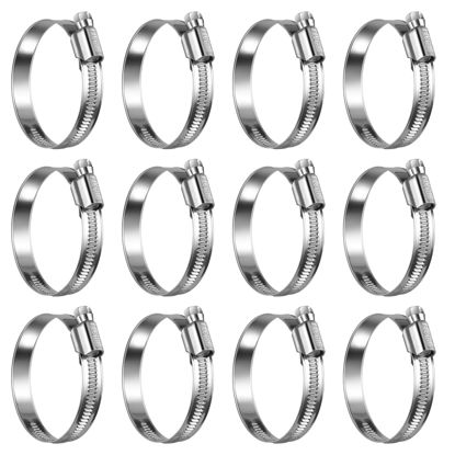 Picture of STEELSOFT Heavy Duty High Pressure 2 inch Hose Clamp Size#28, 40-60mm Adjustable Worm Gear Stainless Steel Automotive Radiator Hose Clamps 1-3/4 inch 1.75 inch 2 inch, 12 Pack