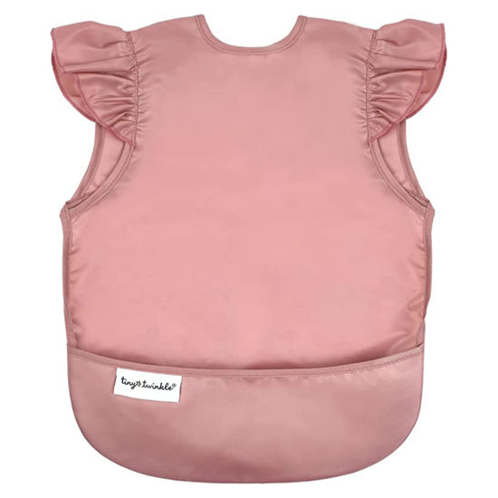 Picture of Tiny Twinkle Mess Proof Baby Bib - Waterproof Baby Apron - Machine Washable - PVC, BPA, & Phthalate Free - Great Travel Bib for Baby Eating - Baby Food Bibs (Taupe, Large 2-4 Years)