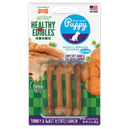 Picture of Nylabone Healthy Edibles Natural Puppy Treats - Long-Lasting Dog Treats - Puppy Supplies - Turkey & Sweet Potato Flavor, X-Small/Petite (4 Count)