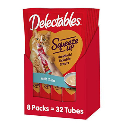 Picture of Hartz Delectables Squeeze Up Interactive Lickable Wet Cat Treats for Adult & Senior Cats, Tuna, 4 Count (Pack of 8)