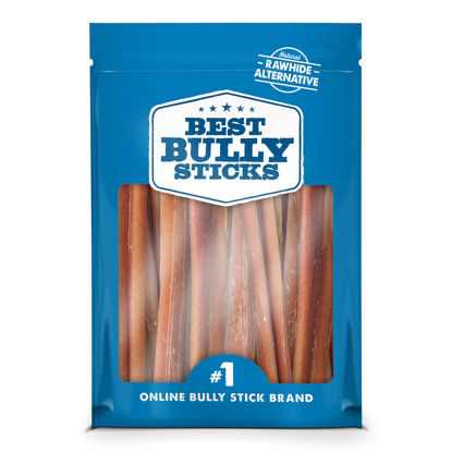 Picture of Best Bully Sticks 4 Inch All-Natural Bully Sticks for Dogs - 4” Fully Digestible, 100% Grass-Fed Beef, Grain and Rawhide Free | 8 oz