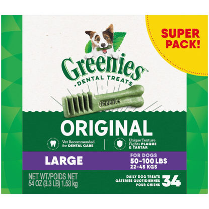 Picture of GREENIES Original Large Natural Dental Care Dog Treats, 54 oz. Pack (34 Treats)