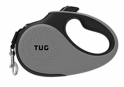 Picture of TUG 360° Tangle-Free Retractable Dog Leash with Anti-Slip Handle | 16 ft Strong Nylon Tape | One-Handed Brake, Pause, Lock (Large, Grey)