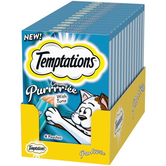 Picture of Temptations Creamy Puree with Tuna, Lickable Cat Treats, 0.42oz Pouches, 4 Count (Pack of 11) - Total 44 Count