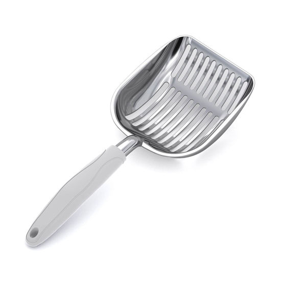 Picture of WePet Cat Litter Scoop, Aluminum Alloy Sifter, Kitty Metal Scooper, Deep Shovel, Long Handle, Poop Sifting, Kitten Pooper Lifter, Durable, Heavy Duty, for Litter Box