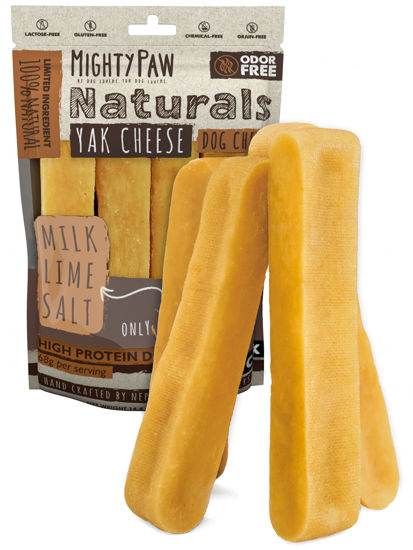 Picture of Mighty Paw Yak Cheese Dog Chews | 4 Large Sticks. All-Natural Chews for Dogs. Long Lasting Yak Milk Dog Chews for Aggressive Chewers, for Teething Puppies & Bored Dogs. 14.4 oz,1 Count (Pack of 1).