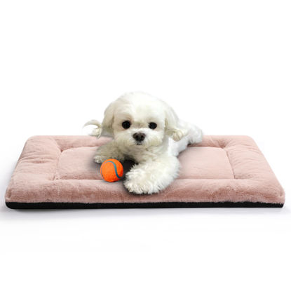 Picture of Dog Beds Crate Pad for Extra Small Dogs Fit Metal Dog Crates,Ultra Soft Dog Crate Bed Washable & Anti-Slip Kennel Pad for Dogs Cozy Sleeping Mat,Pink 22inch