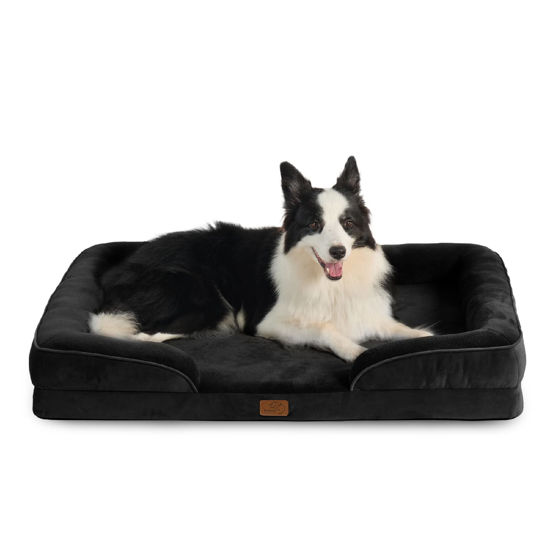 Picture of Bedsure Orthopedic Dog Bed for Extra Large Dogs - XL Waterproof Dog Bed Medium, Foam Sofa with Removable Washable Cover, Waterproof Lining and Nonskid Bottom Couch, Pet Bed, Black