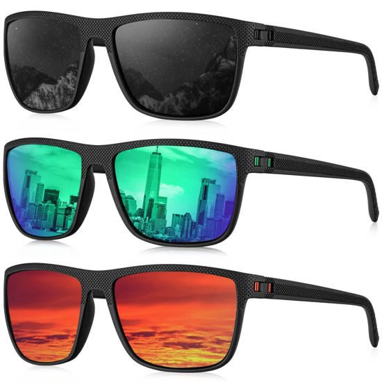 GetUSCart- KALIYADI Polarized Sunglasses Men, Lightweight Mens Sunglasses  Polarized UV Protection Driving Fishing Golf (Black/Green/Red)