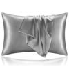 Picture of BEDELITE Satin Silk Pillowcase for Hair and Skin, Gray Pillow Cases Standard Size Set of 2 Pack, Super Soft Pillow Case with Envelope Closure (20x26 Inches)