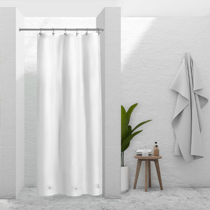 Picture of Barossa Design White Stall Shower Curtain Liner with 3 Magnets - 36" x 72", Waterproof PEVA Shower Liner for Small Bathroom Stall, PVC Free, Metal Grommets - White, 36X72