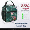 Picture of Lunch Box for Men Women Adults Small Lunch Bag for Office Work Picnic - Reusable Portable Lunchbox, Malachite Green Flower