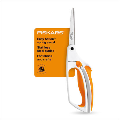 Picture of Fiskars Premier No. 8 Easy Action Sewing and Crafting Scissors  - Spring Action Fabric & Craft Scissors - White