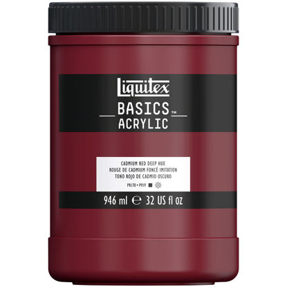 Picture of Liquitex BASICS Acrylic Paint, 946ml (32-oz) Jar, Cadmium Red Deep Hue, 1 Quarts (Pack of 1)