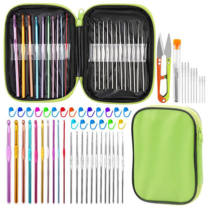 IMZAY 54 Pcs Crochet Needles Set, Crochet Hooks Kit with Purple Storage  Case, Ergonomic Knitting Needles Blunt Needles Stitch Marker DIY Hand  Knitting