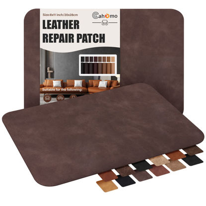 Picture of Cahomo Self-Adhesive Leather Repair Patches,8x11 inch Leather Repair Tape for Couches,Vinyl Leather Repair Kit for Furniture,Drivers Car Seats,Handbags,Jackets Coffee 3.0