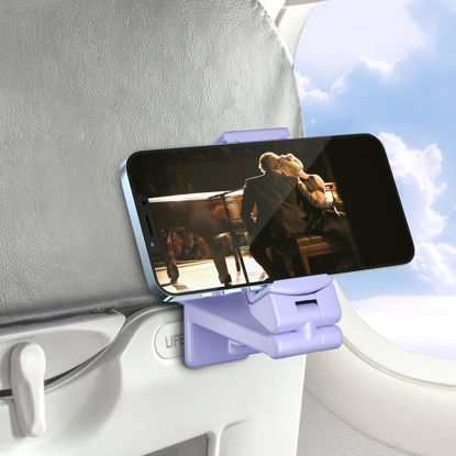 Picture of Perilogics Universal Airplane in Flight Phone Mount. Handsfree Phone Holder for Desk with Multi-Directional Dual 360 Degree Rotation. Pocket Size Travel Essential Accessory for Flying