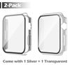 Picture of Misxi [2 Pack] for Apple Watch Series 6 SE Series 5 Series 4 40mm Waterproof Anti-Scratch Case with Button, Hard PC Cover with Tempered Glass Screen Protector for iWatch, 1 Silver + 1 Transparent